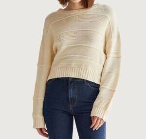 NEW CRESCENT cassi textured sweater in beige